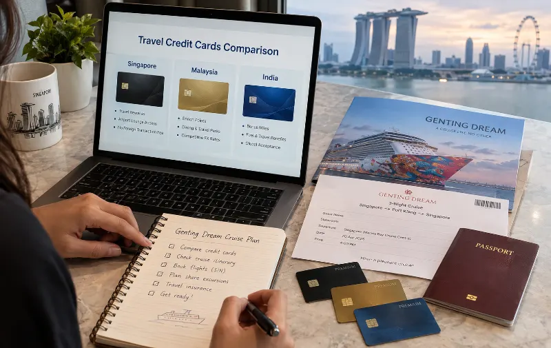 Comparing travel credit cards for a cruise across Singapore, Malaysia and India