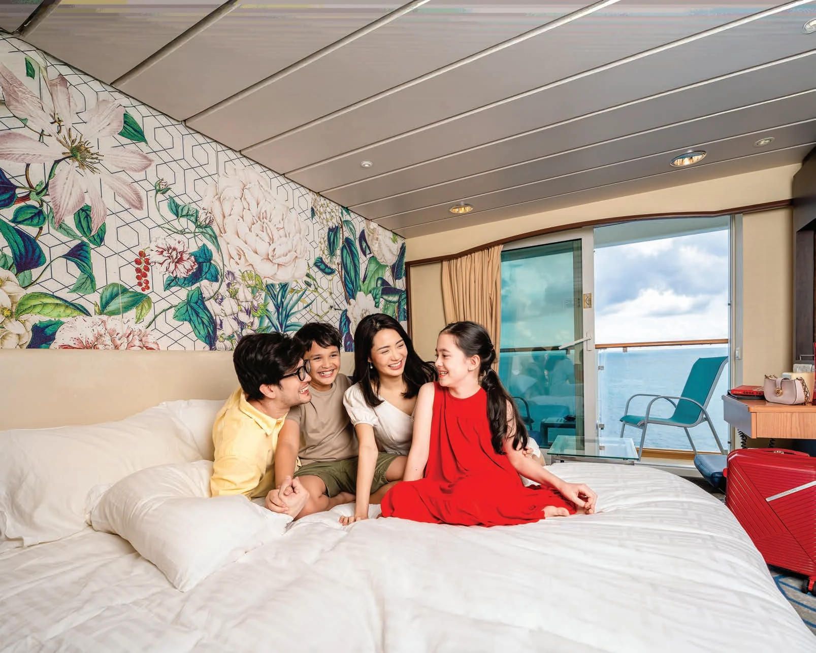 Genting Dream cruise deck at sunset