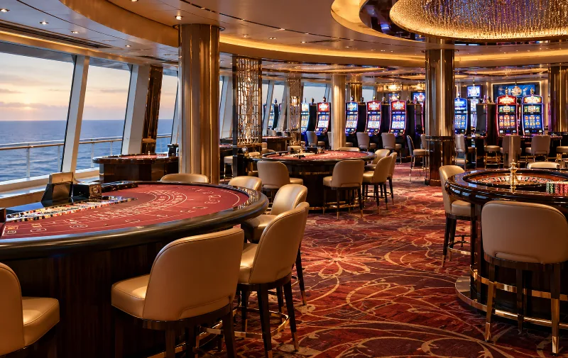 The onboard casino floor on the Genting Dream cruise ship