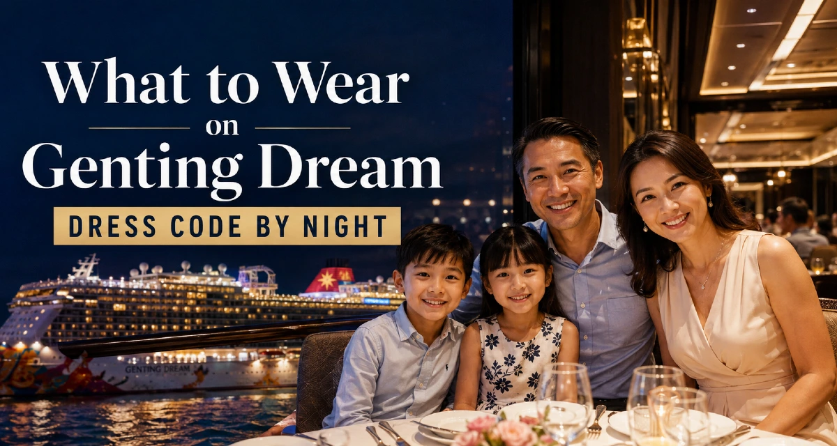 Guests dressed smart casual for dinner on the Genting Dream cruise ship