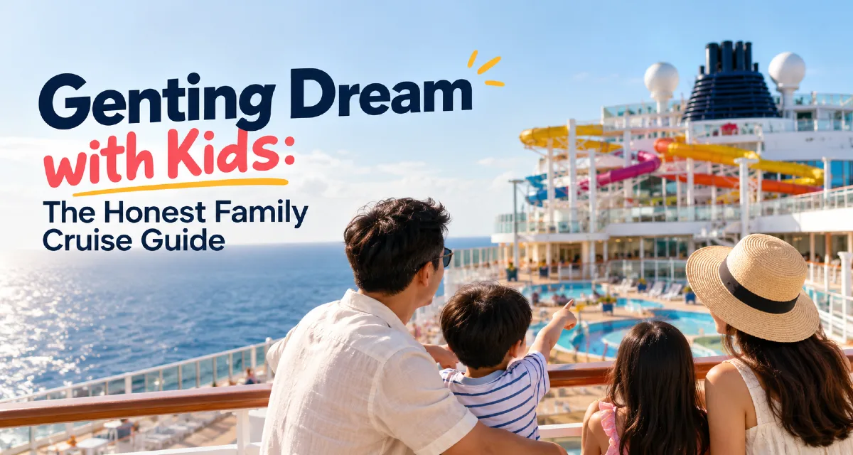 Family enjoying a Genting Dream cruise with kids from Singapore