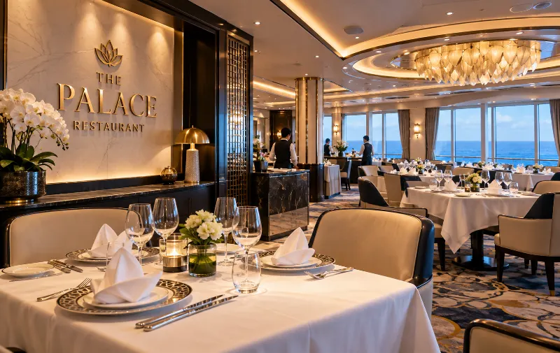 The private Palace pool deck and cabanas on the Genting Dream