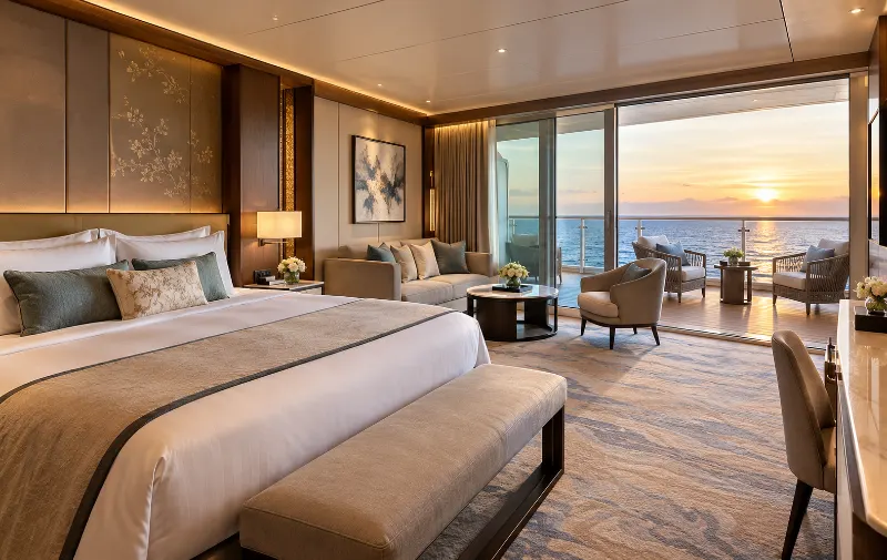Inside a Palace Suite on the Genting Dream with private balcony