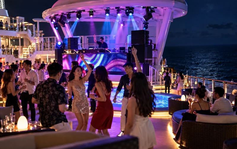 Zouk Beach Club party night on the Genting Dream cruise