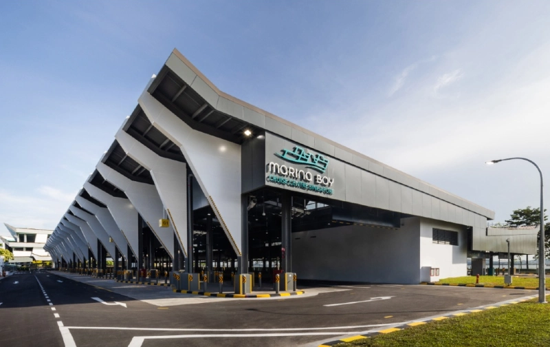 Marina Bay Cruise Centre Singapore terminal building exterior at 61 Marina Coastal Drive